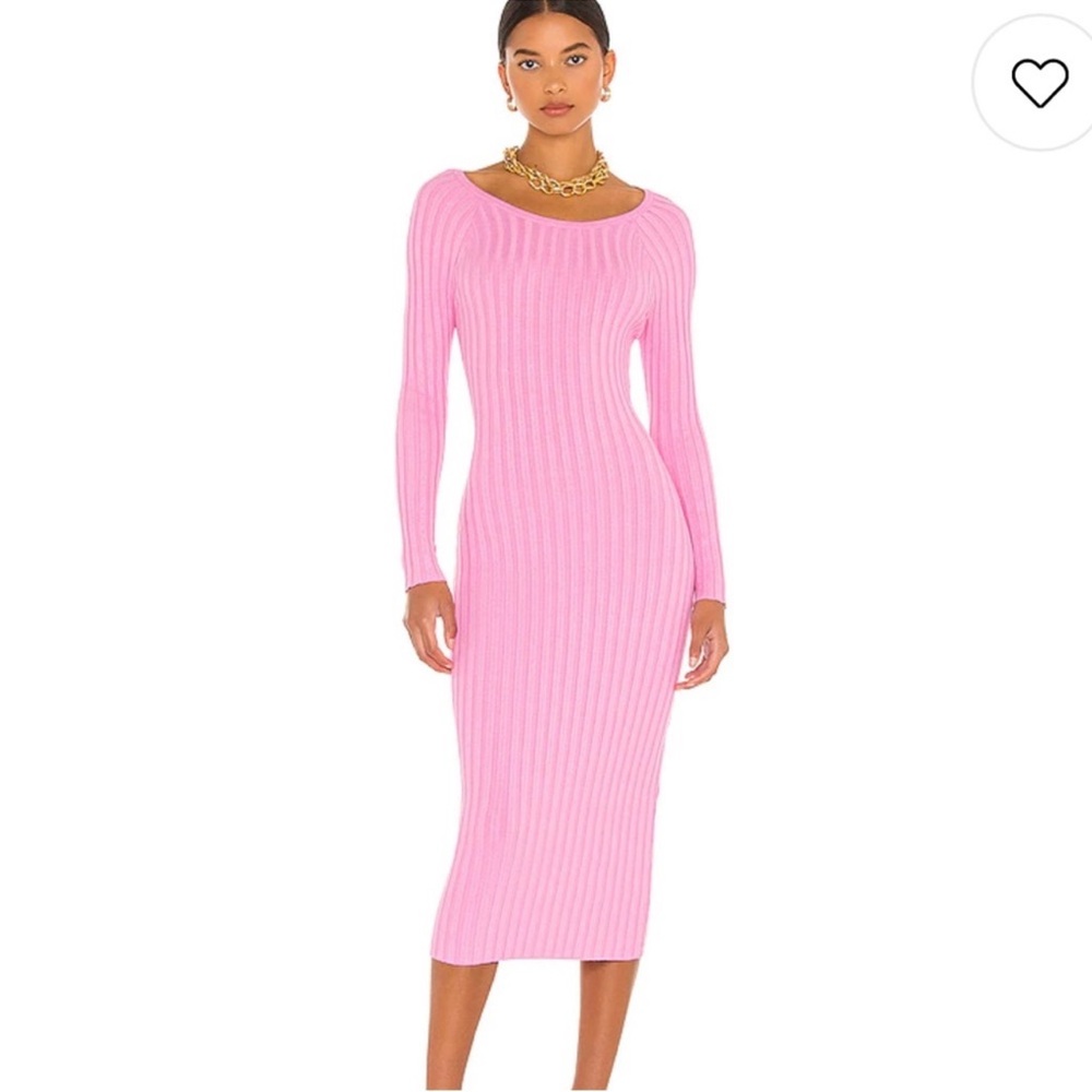 Chic Pink Ribbed Dress